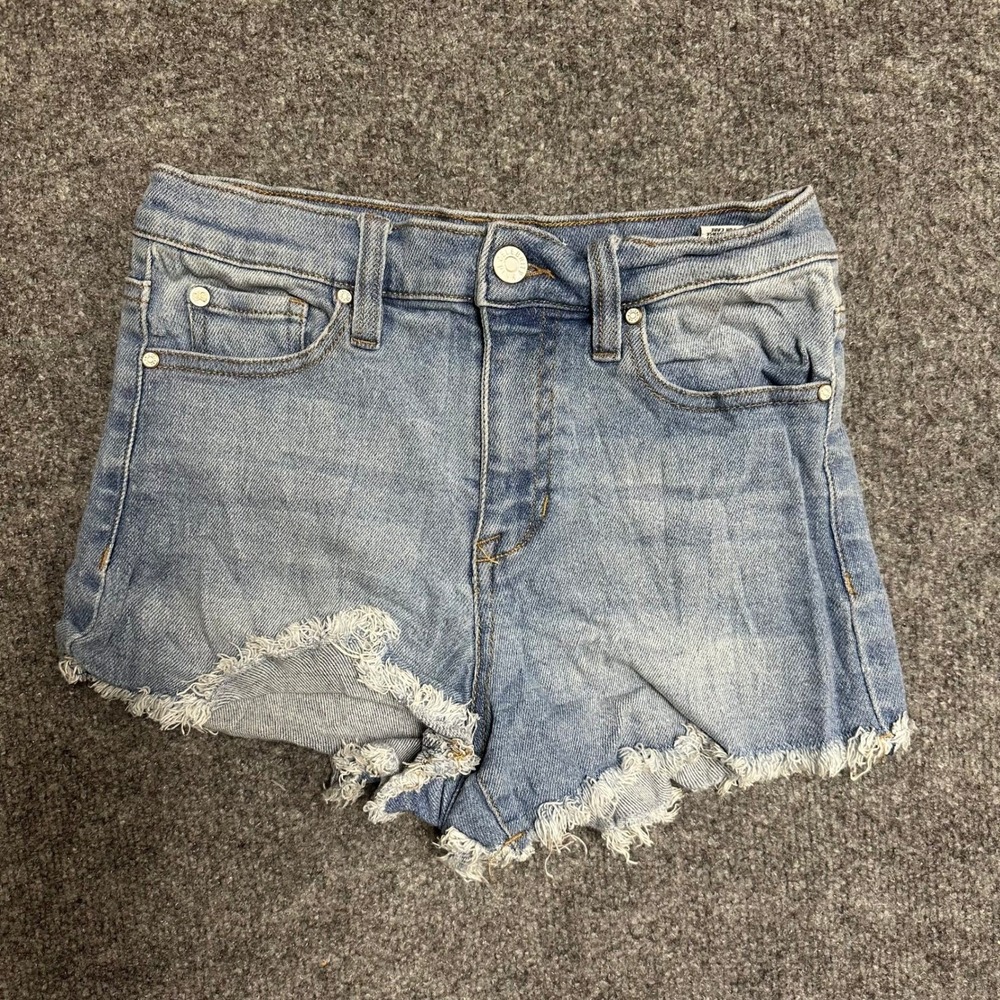 Celebrity Pink Shorts Womens Size 3/26 Blue Denim Cut Off Frayed Hem High Rise